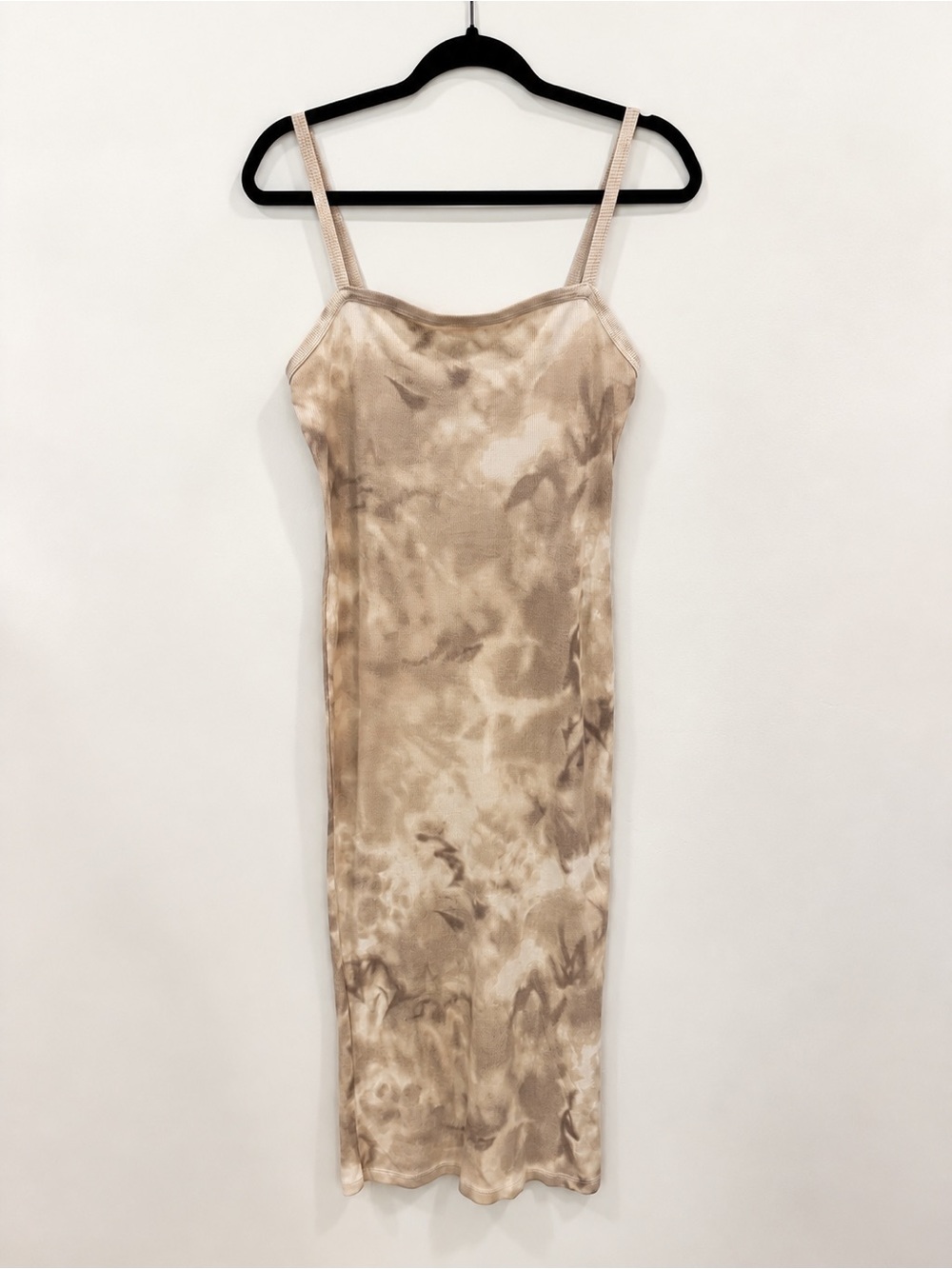 Zara Taupe Tie Dye Ribbed Bodycon Midi Dress Size M